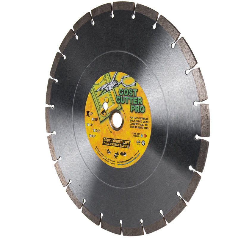 Cost Cutter Diamond Blade, Wet/Dry, Standard, for General Purpose Concrete & Masonry Cutting, Sizes 4" to 14"