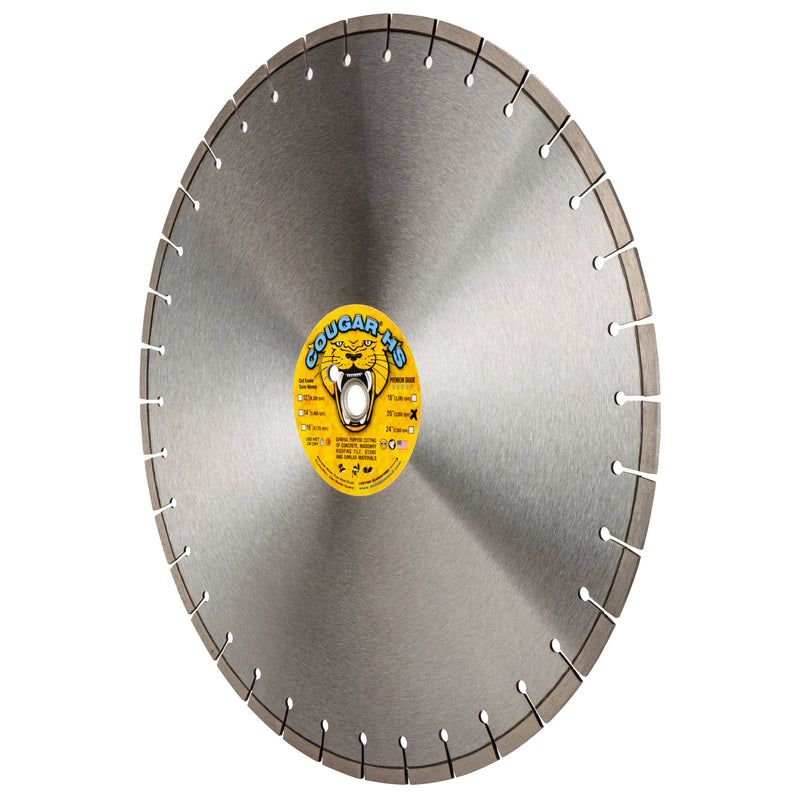 COUGAR® HS - Premium GENERAL PURPOSE Diamond Blades for Cutting Cured Concrete, Masonry, Stone and all Similar Materials. Sizes 12" thru 24"