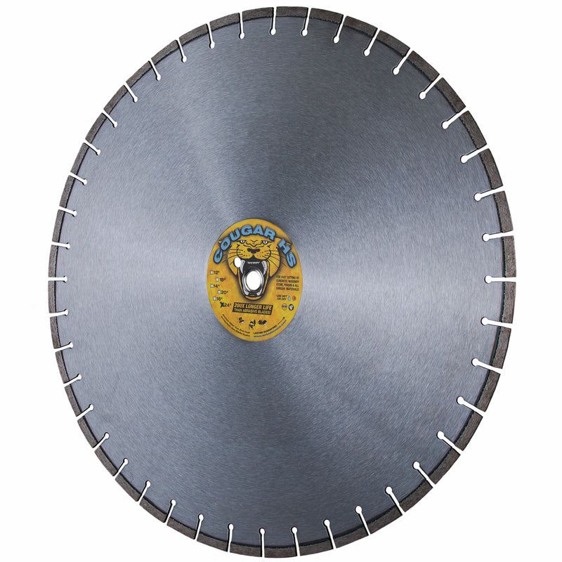 COUGAR® HS - Premium GENERAL PURPOSE Diamond Blades for Cutting Cured Concrete, Masonry, Stone and all Similar Materials. Sizes 12" thru 24"