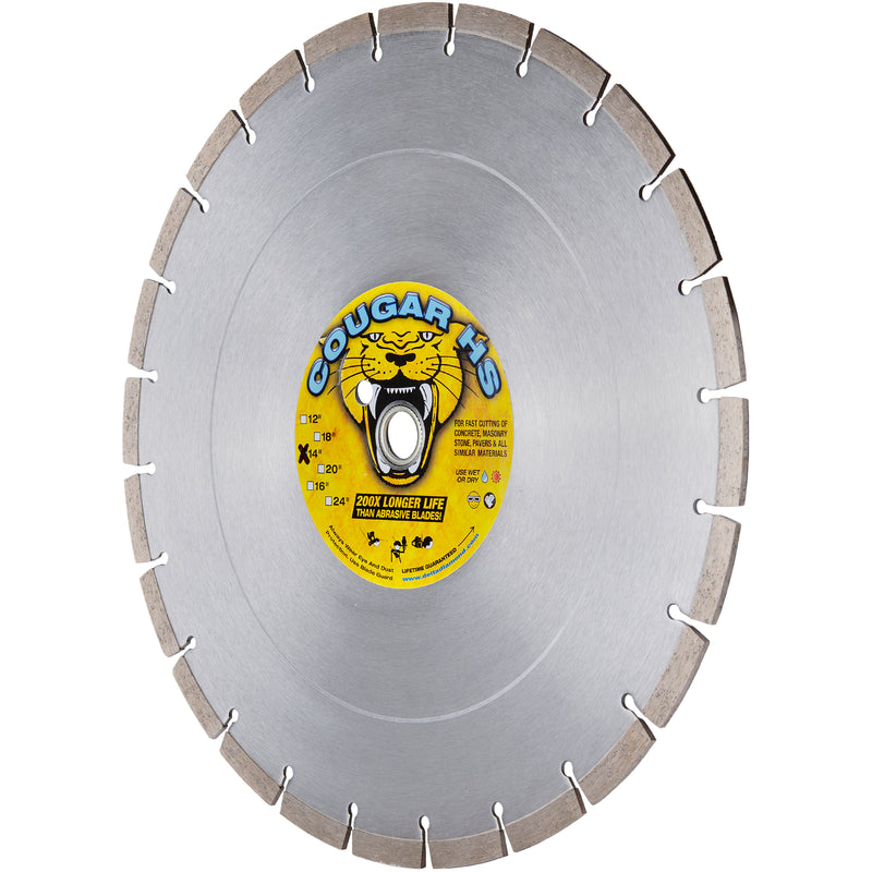 COUGAR® HS Diamond Saw Blades, Premium, for Cured Concrete with Light  Reinforcing, Masonry, Pavers, Stone & Similar Materials, Size 4