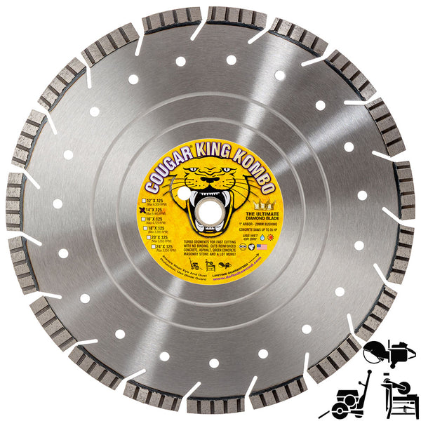 COUGAR® King Combo - Supreme Grade COMBO Diamond Blades for Reinforced Concrete, Asphalt, Green Concrete and all Similar Materials. Sizes 12"-36"