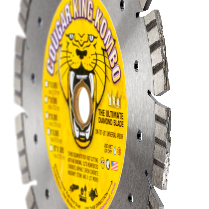 COUGAR® King Combo - The Ultimate Diamond Saw Blade for Cutting Reinforced Concrete, Asphalt, Green Concrete, Masonry, Stone and More! Sizes 7" thru 36"