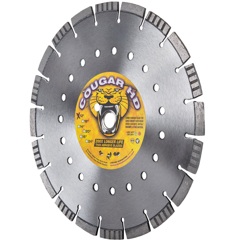 COUGAR® HD Diamond Saw Blades, Supreme Grade, Segmented-Turbo, for Cured Concrete with Rebar Reinforcing, Masonry, Stone & Similar Materials, Size 10" to 36"