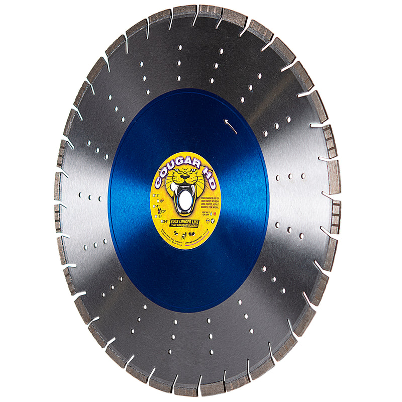 COUGAR® HD - Supreme Grade Diamond Blades for LONGER LIFE when Cutting Reinforced Concrete, Masonry and Stone. Sizes 12"-36"