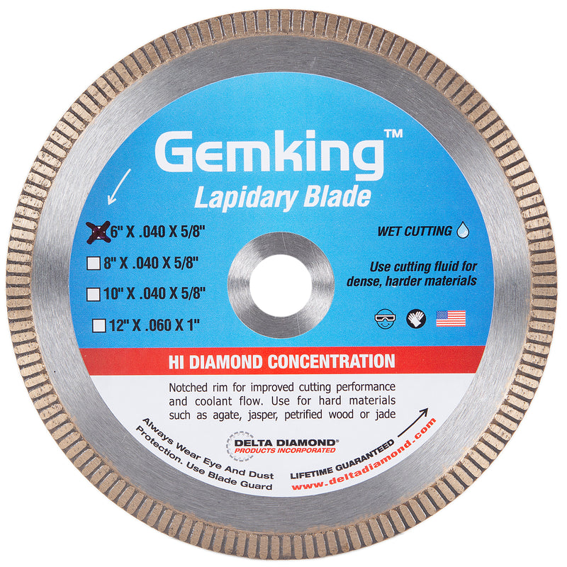 Gemking Lapidary Saw Blades with Ultra-Thin Notched Rim for Wet Cutting of Hard Materials such as Agate, Petrified Wood or Jade