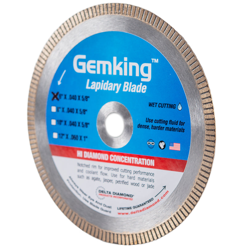 Gemking Lapidary Saw Blades with Ultra-Thin Notched Rim for Wet Cutting of Hard Materials such as Agate, Petrified Wood or Jade