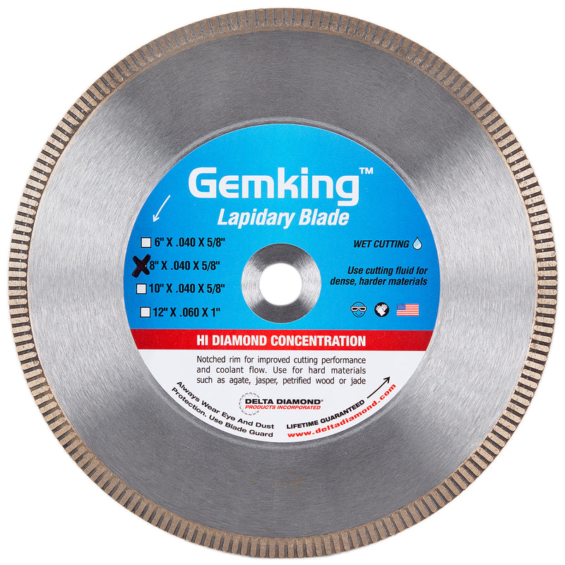 Gemking Lapidary Saw Blades with Ultra-Thin Notched Rim for Wet Cutting of Hard Materials such as Agate, Petrified Wood or Jade