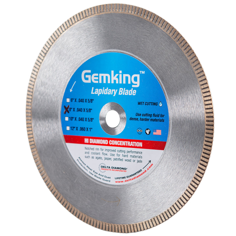 Gemking Lapidary Saw Blades with Ultra-Thin Notched Rim for Wet Cutting of Hard Materials such as Agate, Petrified Wood or Jade