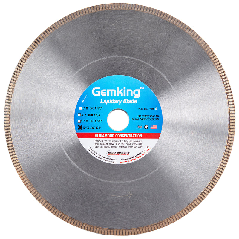 Gemking Lapidary Saw Blades with Ultra-Thin Notched Rim for Wet Cutting of Hard Materials such as Agate, Petrified Wood or Jade