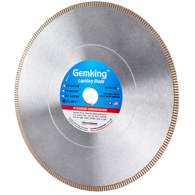 Gemking Lapidary Saw Blades with Ultra-Thin Notched Rim for Wet Cutting of Hard Materials such as Agate, Petrified Wood or Jade