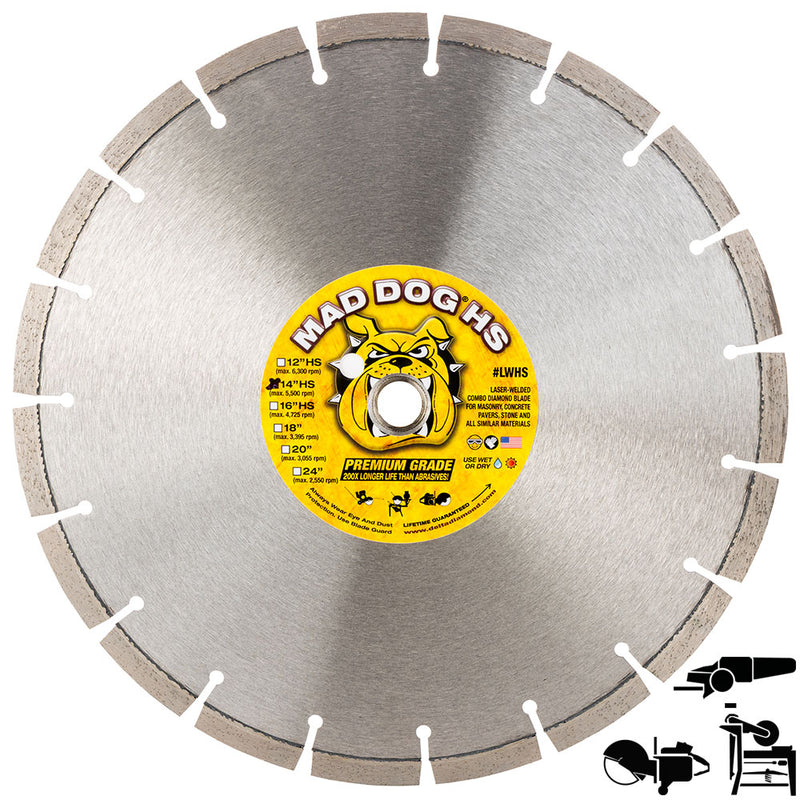 Mad Dog HS Blade Laser-Welded, for Cured Concrete & Similar
