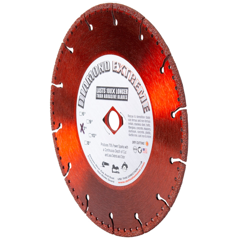 Diamond Extreme All-Cut Metal Cutting Diamond Blade, Heavy-Duty All-Purpose Cut-Off Wheel for Metal, PVC Pipe, Rebar, Stainless Steel, Size 4" to 18"
