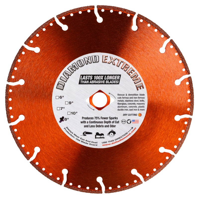 Diamond Extreme All-Cut Metal Cutting Diamond Blade, Heavy-Duty All-Purpose Cut-Off Wheel for Metal, PVC Pipe, Rebar, Stainless Steel, Size 4" to 18"
