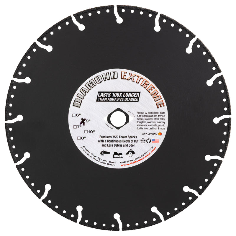 Diamond Extreme All-Cut Metal Cutting Diamond Blade, Heavy-Duty All-Purpose Cut-Off Wheel for Metal, PVC Pipe, Rebar, Stainless Steel, Size 4" to 18"