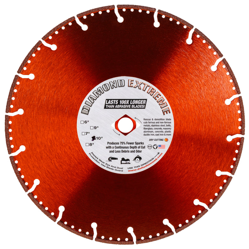 Diamond Extreme All-Cut Metal Cutting Diamond Blade, Heavy-Duty All-Purpose Cut-Off Wheel for Metal, PVC Pipe, Rebar, Stainless Steel, Size 4" to 18"
