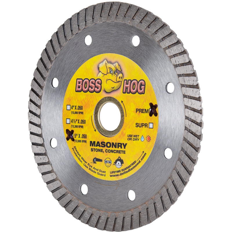 BOSS HOG® Turbo Diamond Saw Blades, Wet/Dry, Premium, for Cured Concrete, Masonry, Stone, Size 3-3/8" to 14"