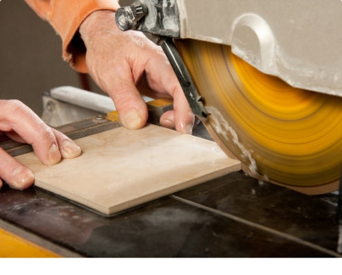 Cutting tile with a saw