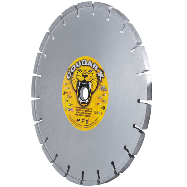 COUGAR® X Wide Cut Diamond Saw Blades, Premium, for Concrete, Size 7" to 20" Diameter, Thickness From 1/8" to 3/4"