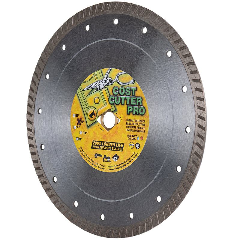 Cost Cutter Turbo Diamond Saw Blade, Wet/Dry, Standard, General Purpose  Masonry & Concrete Cutting, Size 4" to 14"