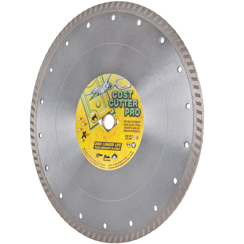 Cost Cutter Turbo Diamond Saw Blade, Wet/Dry, Standard, General Purpose  Masonry & Concrete Cutting, Size 4" to 14"